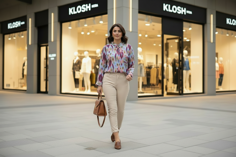 Etnik Esintili İkat Desenli Oversize Gömlek - Çok Renkli & Bohem Şıklık