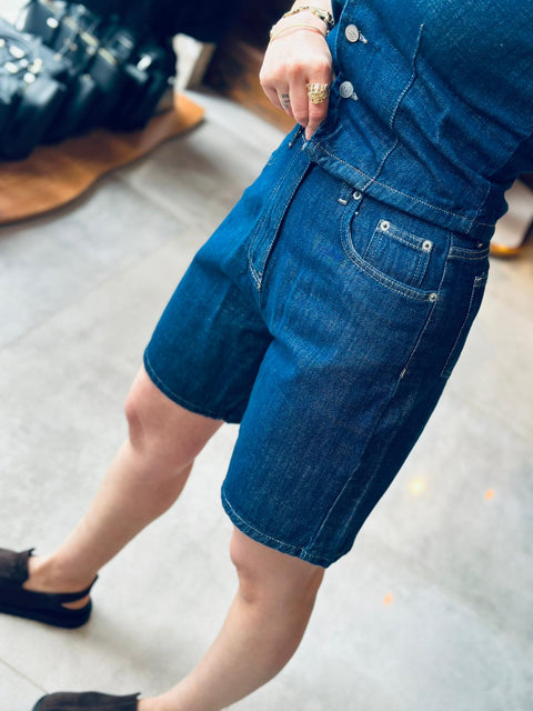 Yüksek Bel Denim Bermuda Şort