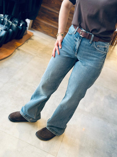 Orta Bel Wide Leg Denim Kot Pantolon