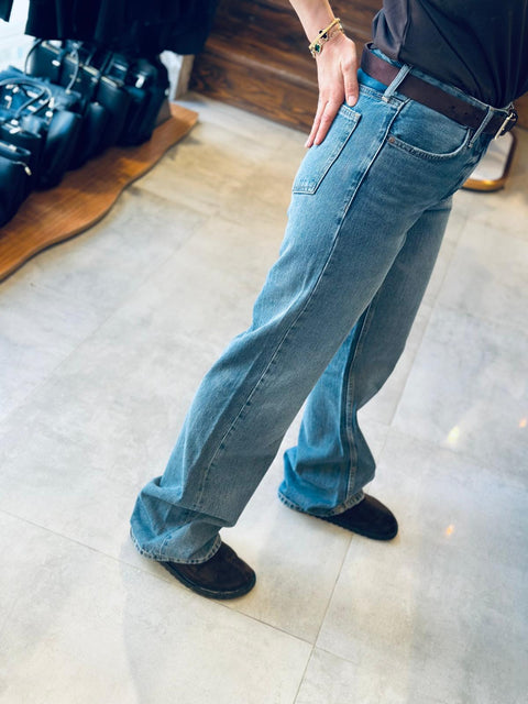 Orta Bel Wide Leg Denim Kot Pantolon