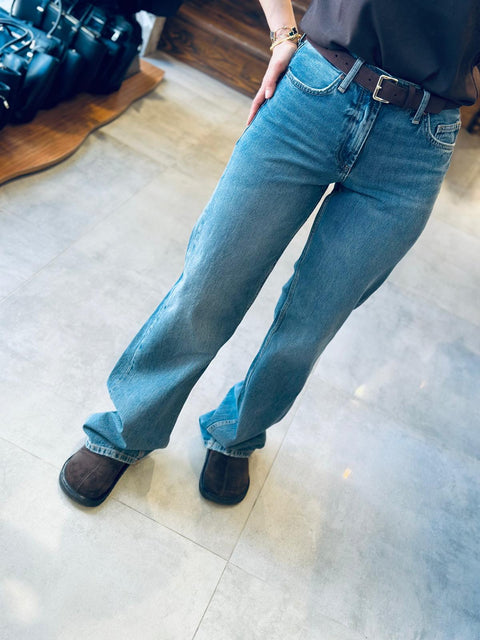 Orta Bel Wide Leg Denim Kot Pantolon