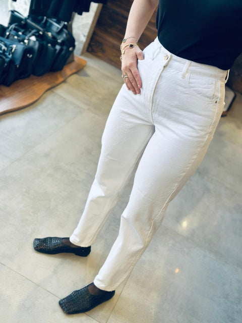 Mom Jean Beyaz