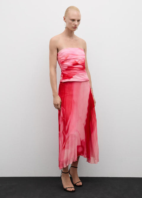 Pembe Kırmızı Straplez Top
