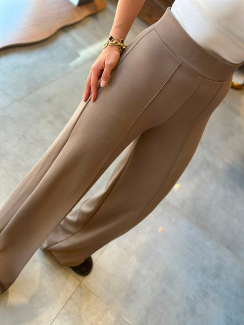 Oysho Kumaş Yüksek Bel Geniş Paça Pantolon - Bej