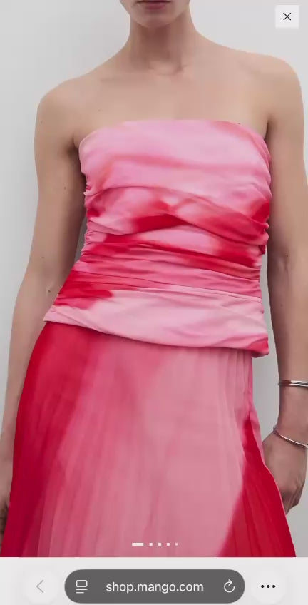 Pembe Kırmızı Straplez Top
