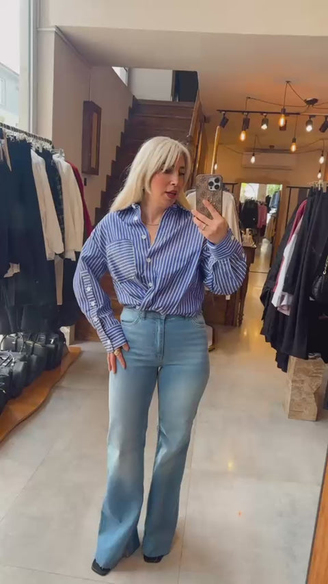 Açık Mavi İspanyol Paça Jean