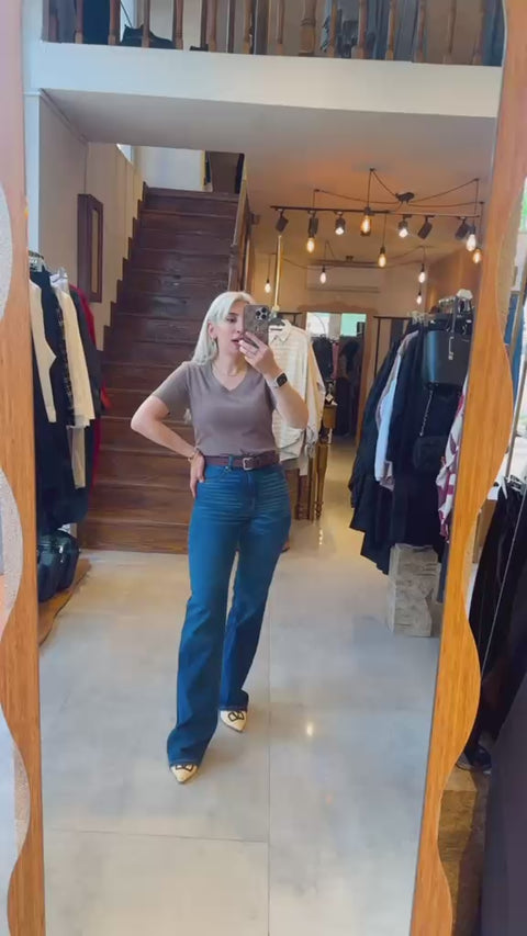 Lacivert İspanyol Paça Kot Pantolon