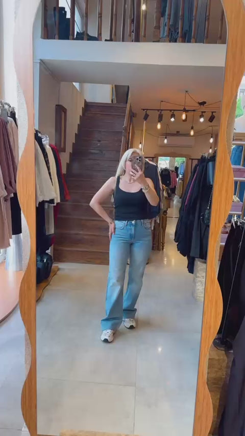 Geniş Paça Açık Mavi Kot Pantolon