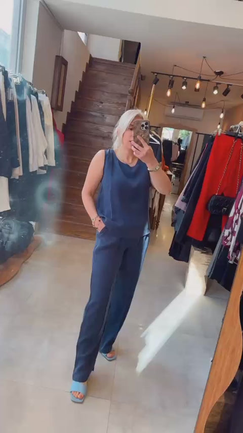 Tencel Kumaş Kolsuz Bluz