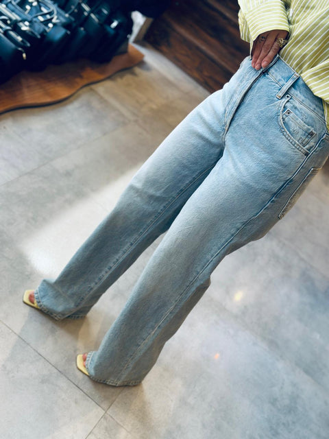 Yüksek Bel Straight Denim Kot Pantolon