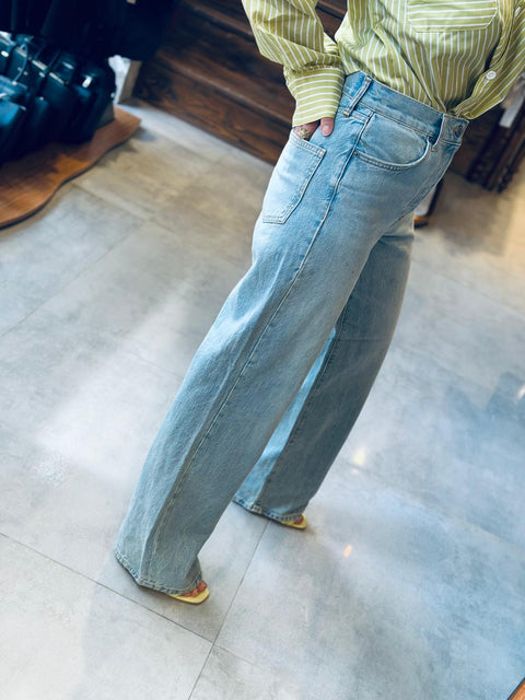 Yüksek Bel Straight Denim Kot Pantolon