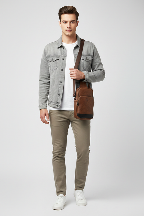 Premium Deri Görünümlü Crossbody Göğüs ve Omuz Çantası