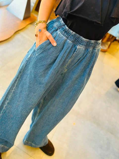 Cos Beli Lastikli Tek Pile Geniş Paça Jean