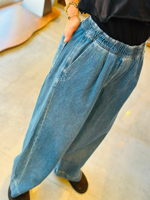 Cos Beli Lastikli Tek Pile Geniş Paça Jean