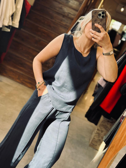Tencel Kumaş Kolsuz Bluz