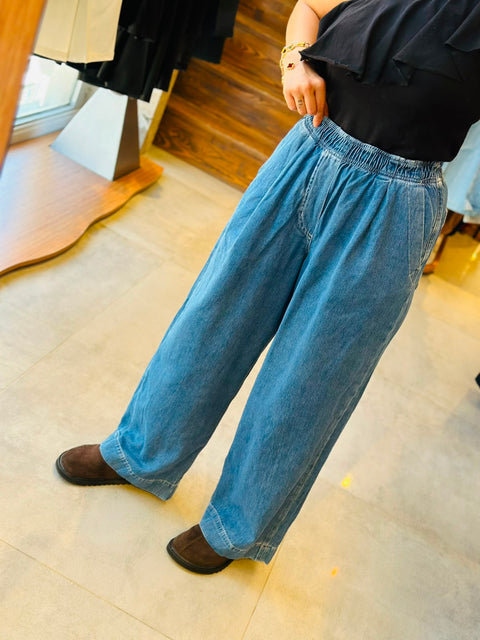 Cos Beli Lastikli Tek Pile Geniş Paça Jean